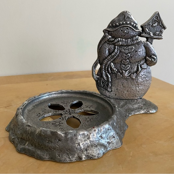 "Snowmen Melt Your Heart" Carson Pewter Candle Holder Holiday/ Winter Decor - Picture 1 of 9